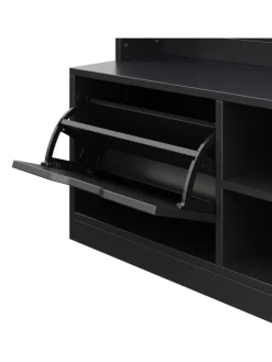 Garderobenset mit Sitzbank in Schwarz - 100×185.5×40 cm