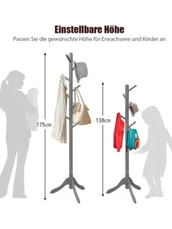 Garderobenständer 175cm in Grau