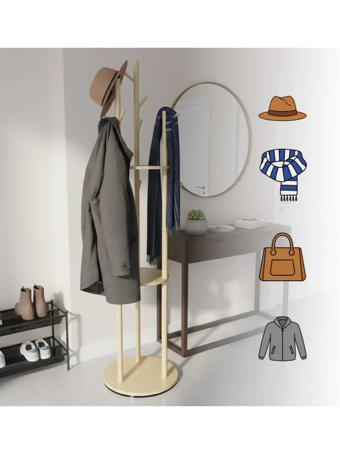 Garderobenständer in Natur – (H)165 x Ø 40 cm