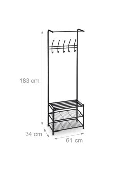 Garderobenständer in Schwarz - (H)183 cm