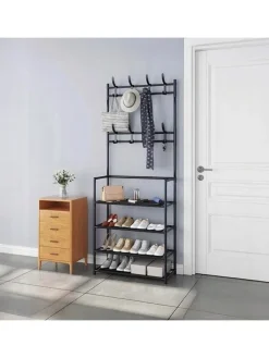 Garderobenständer in Schwarz - (B)59,5 x (H)150,5 x (T)25 cm