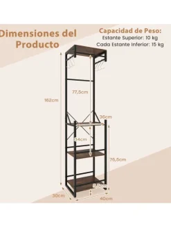 Garderobenständer Metall 40 x 30 x 162 cm in Braun