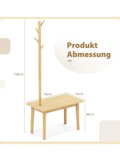 Garderobenständer mit Beistelltisch 3 in 1 in Beige