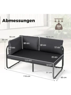Garten Lounge Sofa 2-Sitzer in Grau
