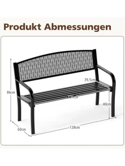 Gartenbank Metall 128 x 60 x 86 cm in Schwarz