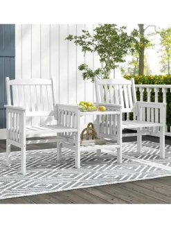 Gartenbank mit Tisch 165x60x88cm in Weiß