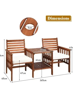 Gartenbank 2-Sitzer mit Beistelltisch in Braun