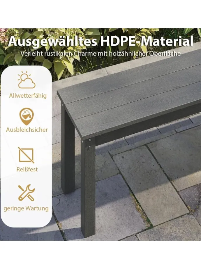 Gartenbank wetterfest 3-Sitzer in Grau