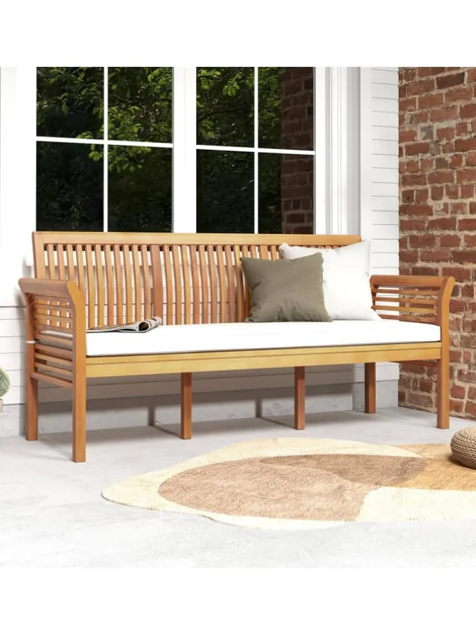 Gartenbank Akazienholz für 3 Personen in Beige