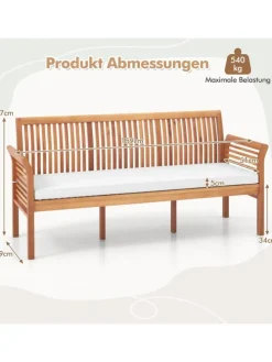 Gartenbank Akazienholz für 3 Personen in Beige