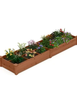 Gartenbeet mit 2 Pflanzkästen 228x62x25cm in Braun