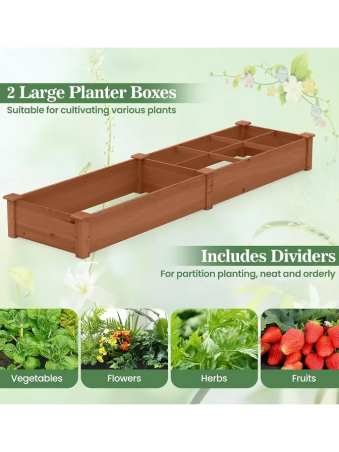 Gartenbeet mit 2 Pflanzkästen 228x62x25cm in Braun