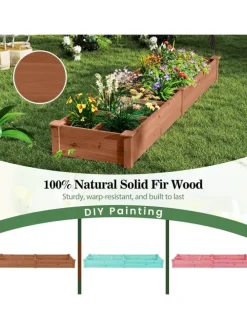 Gartenbeet mit 2 Pflanzkästen 228x62x25cm in Braun