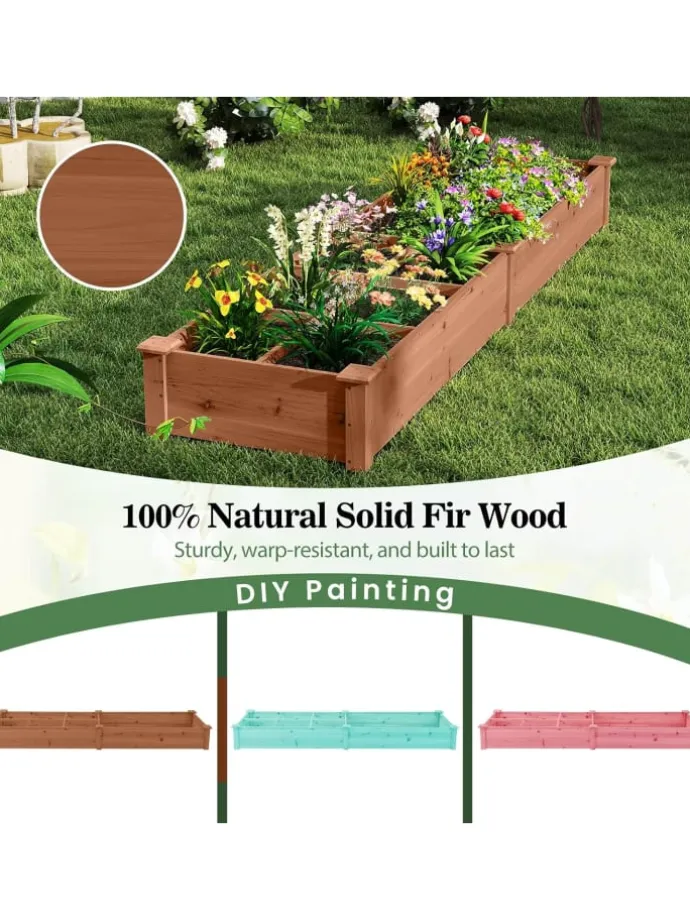 Gartenbeet mit 2 Pflanzkästen 228x62x25cm in Braun