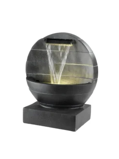 Gartenbrunnen mit Wasserfall und LED Beleuchtung H: 59cm in anthrazit