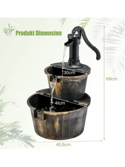 Gartenbrunnen mit Wasserpumpe in Bronze