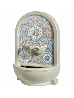 Gartenbrunnen Wand- und Standbrunnen H: 54cm in natur, blau