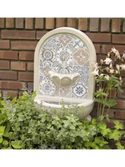 Gartenbrunnen Wand- und Standbrunnen H: 54cm in natur, blau
