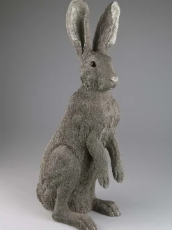 Gartenfigur ''Hase'' in Grau - (B)23,5 x (H)52 x (T)17 cm