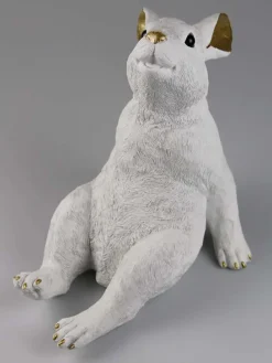 Gartenfigur ''Hase'' in Weiß - (B)26,3 x (H)29,5 x (T)17 cm