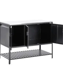 Gartenküche MAENZA in Schwarz/Silber - (W) 120 x (H) 93 x (L) 60 cm