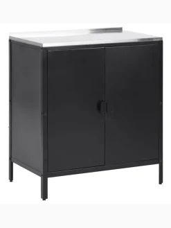 Gartenküche VILAMA in Schwarz/Silber - (W) 80 x (H) 90 x (L) 50 cm