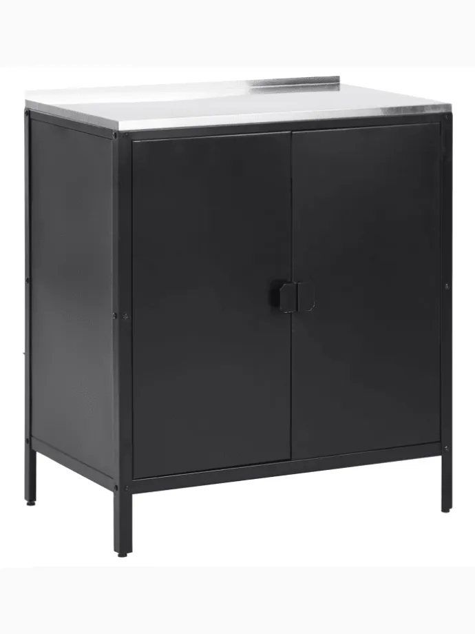 Gartenküche VILAMA in Schwarz/Silber - (W) 80 x (H) 90 x (L) 50 cm