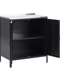 Gartenküche VILAMA in Schwarz/Silber - (W) 80 x (H) 90 x (L) 50 cm