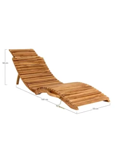 Gartenliege in Natur - (B)50 x (H)50 x (T)160 cm