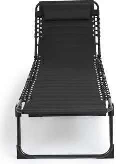 Gartenliege in Schwarz - (B)59 x (H)30 x (T)189 cm