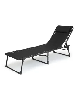 Gartenliege in Schwarz - (B)59 x (H)30 x (T)189 cm