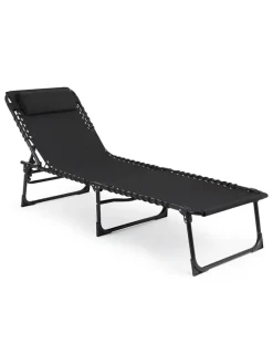 Gartenliege in Schwarz - (L)189 x (B)59 cm