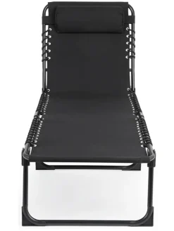 Gartenliege in Schwarz - (L)189 x (B)59 cm