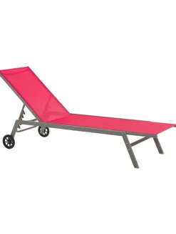 Gartenliege LEVANZO in Rot/Schwarz - (W) 64 x (H) 96 x (L) 198 cm