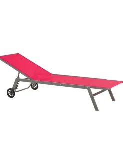 Gartenliege LEVANZO in Rot/Schwarz - (W) 64 x (H) 96 x (L) 198 cm