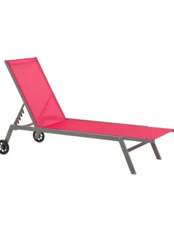 Gartenliege LEVANZO in Rot/Schwarz - (W) 64 x (H) 96 x (L) 198 cm