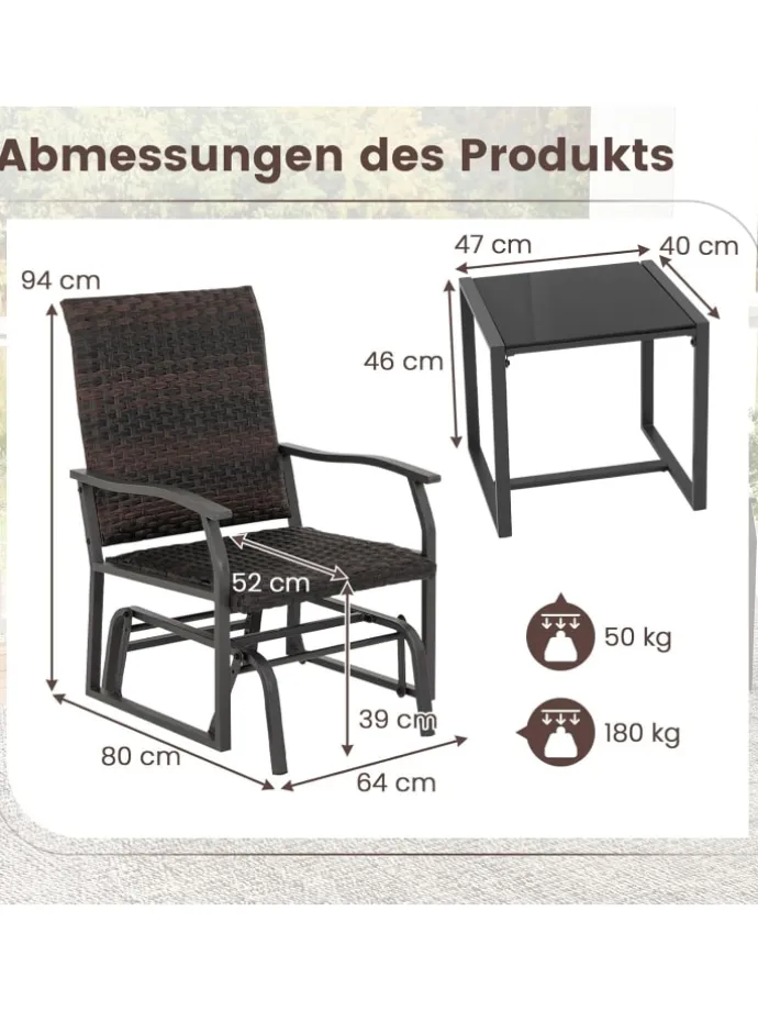 Gartenmöbel 3 tlg. Set in Braun