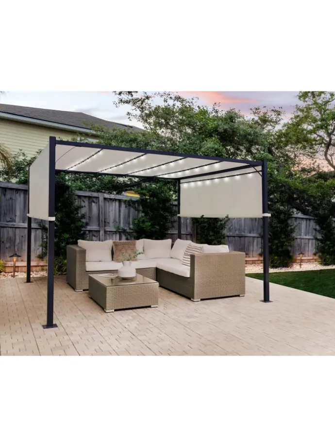 Garten-Pergola PARGA in Beige/Schwarz - (W) 310 x (H) 215 x (L) 310 cm