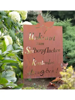 Gartenschild Rost Unkraut Spruch in Braun