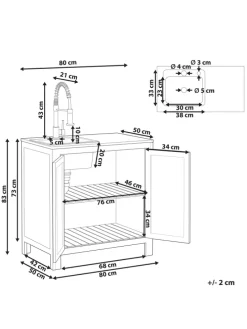 Gartenschrank BRUCOLI in Braun/Grau/Schwarz - (W) 80 x (H) 83 x (L) 50 cm