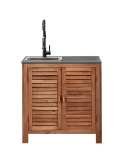 Gartenschrank BRUCOLI in Braun/Grau/Schwarz - (W) 80 x (H) 83 x (L) 50 cm