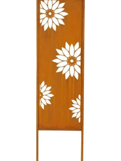 Gartenstab "Blumen" in Rost - (B)22 x (H)83,5 cm