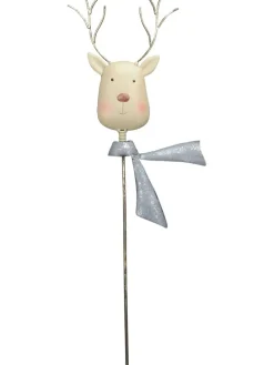 Gartenstab "Elchkopf" in Creme/ Hellblau - (B)27 x (H)87,5 cm