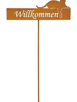 Gartenstab "Katze" in Hellbraun - (H)97 cm