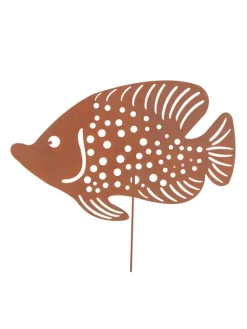 Gartenstecker Rost Fisch in Braun