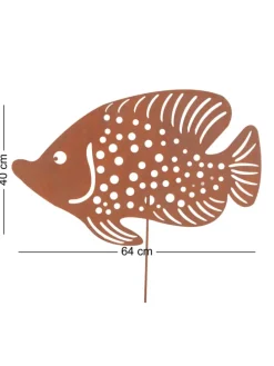 Gartenstecker Rost Fisch in Braun