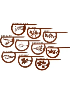 Gartenstecker Rostoptik 10er Set Kräuter in Braun