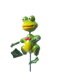 Gartenstecker Wackel Frosch Quaki Pflanzenstecker H. 54cm in grün