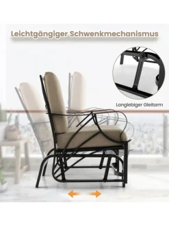 Gartenstuhl mit Schaukelfunktion in Braun