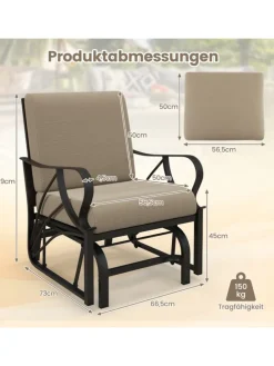 Gartenstuhl mit Schaukelfunktion in Braun